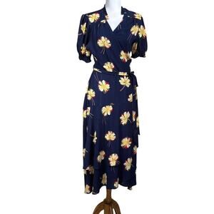 Draper James blue floral wrap dress, 12, southern, romantic, wedding guest
